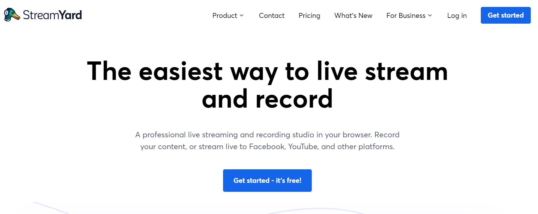 streamyard website screenshot